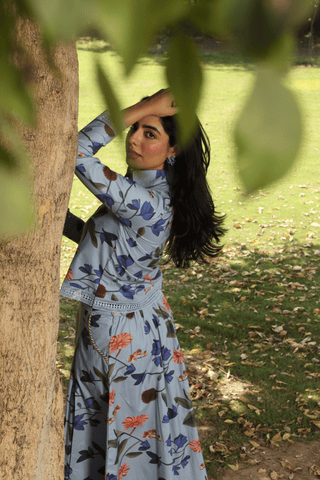 PRINTED SKIRT & SHIRT CO ORD SET