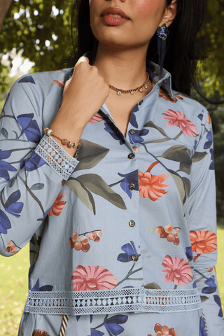 PRINTED SKIRT & SHIRT CO ORD SET