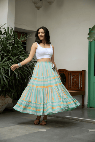 PRINTED STRIPED LAYERED SKIRT