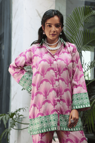 MAGENTA  PRINTED CO ORD SET