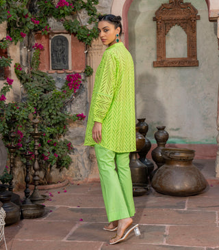 Parrot Green Chickankari co-ord set