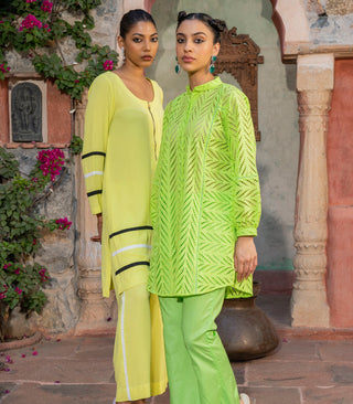 Parrot Green Chickankari co-ord set