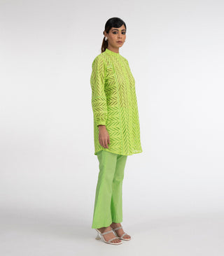 Parrot Green Chickankari co-ord set