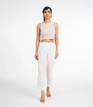 White elasticated waist pant