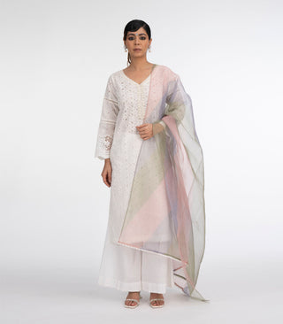 White chikankari suit