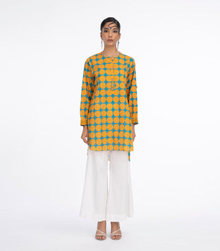 Yellow lawn kurta