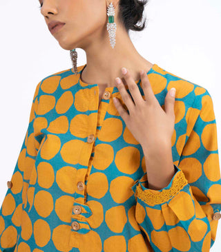 Yellow lawn kurta