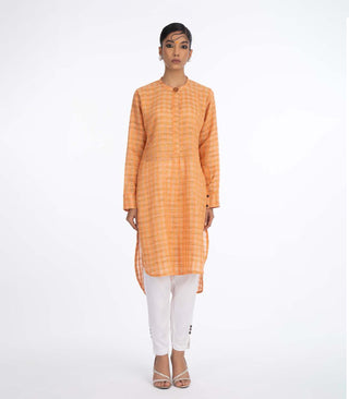 Orange woven kurta set