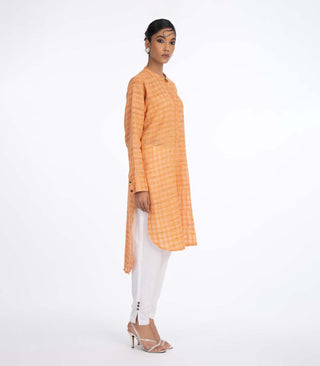 Orange woven kurta set