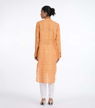 Orange woven kurta set
