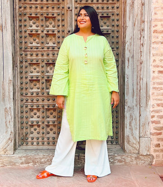 Parrot green lawn kurta